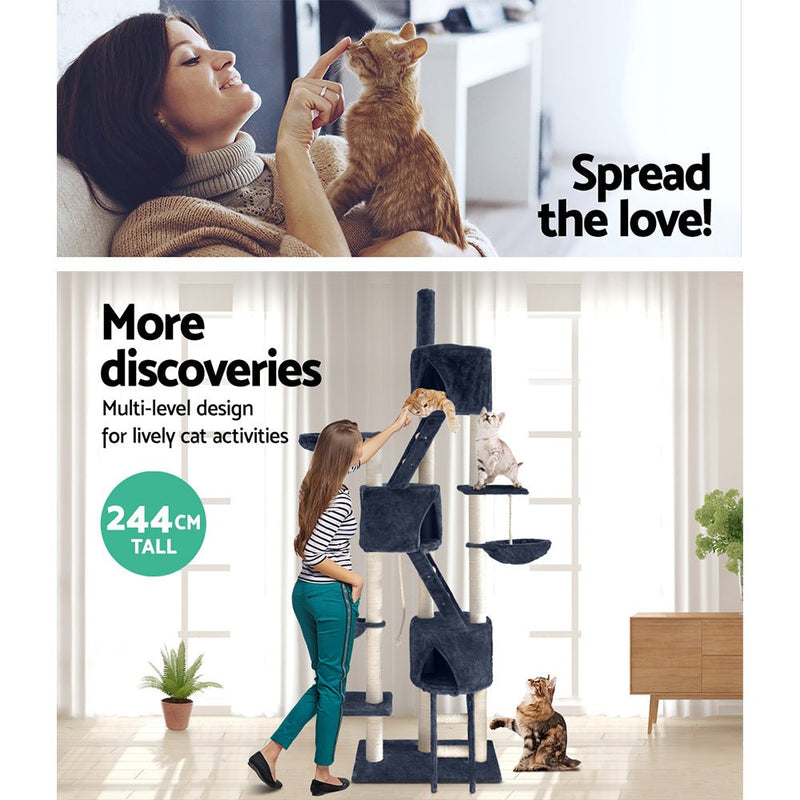 Cat Tree Trees Scratching Post Scratcher Tower Condo House Grey 244cm - Pet Care > Cat Supplies - Rivercity House & Home Co. (ABN 18 642 972 209) - Affordable Modern Furniture Australia