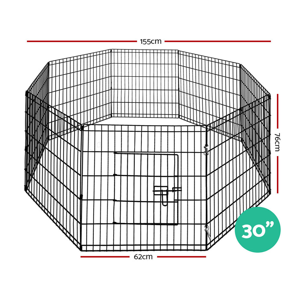 Pet Playpen Dog Playpen 30" 8 Panel Puppy Exercise Cage Enclosure Fence - Pet Care > Dog Supplies - Rivercity House & Home Co. (ABN 18 642 972 209) - Affordable Modern Furniture Australia