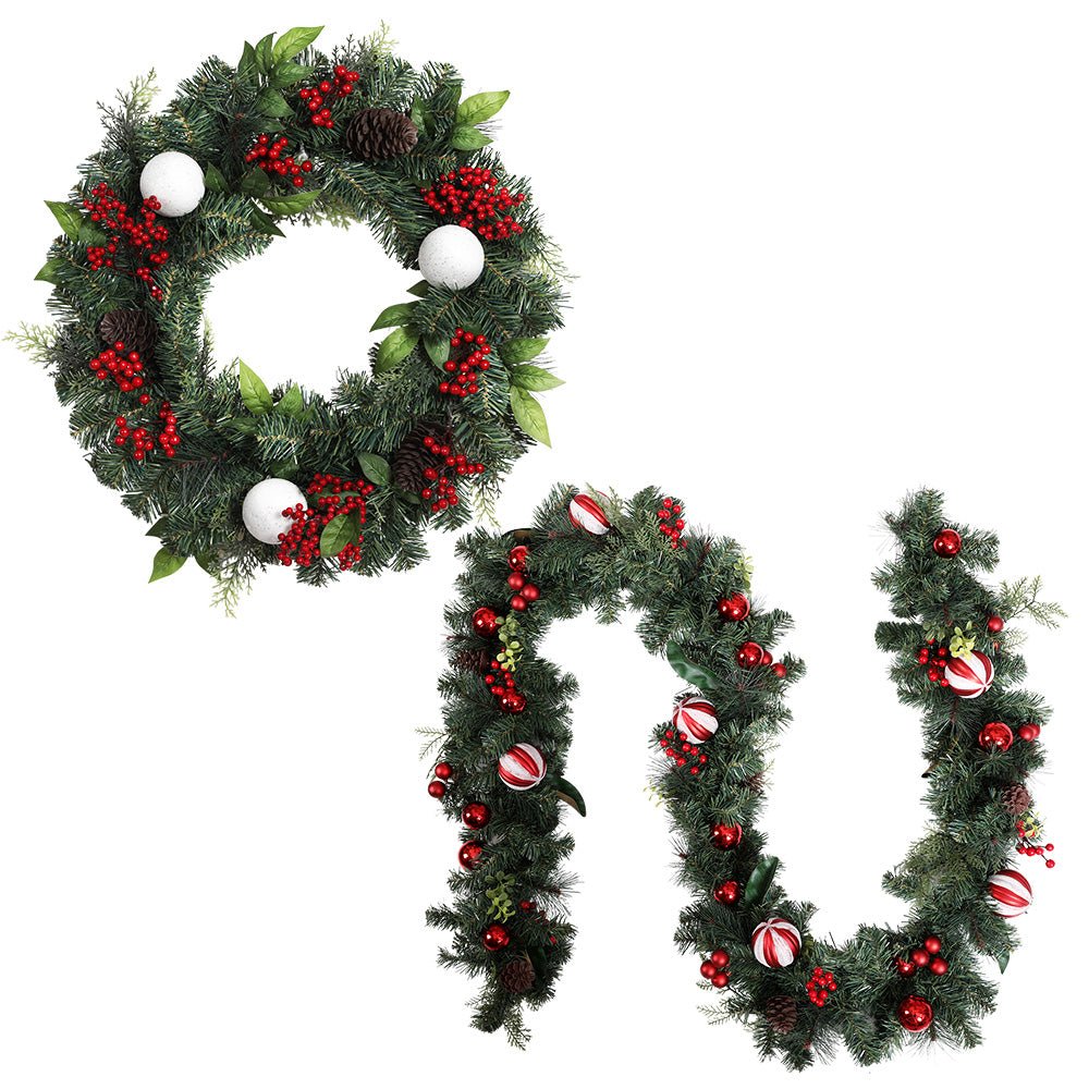Christmas Garland with Wreath Set - Occasions > Christmas - Rivercity House & Home Co. (ABN 18 642 972 209) - Affordable Modern Furniture Australia
