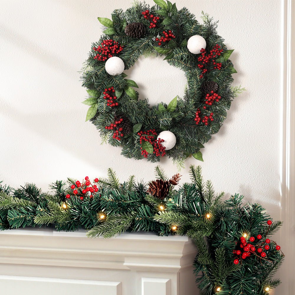 Pre Lit Christmas Garland with Wreath Set - Occasions > Christmas - Rivercity House & Home Co. (ABN 18 642 972 209) - Affordable Modern Furniture Australia