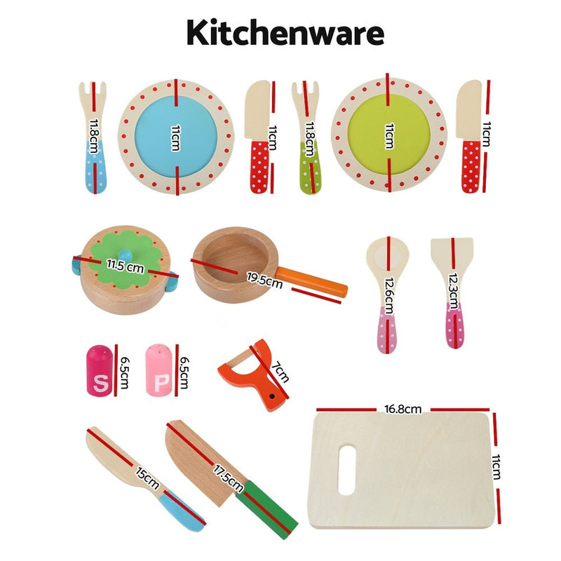 Kids Kitchen Play Set Wooden Pretend Toys Cooking Utensils Pots Pans Food - Baby & Kids > Toys - Rivercity House & Home Co. (ABN 18 642 972 209) - Affordable Modern Furniture Australia