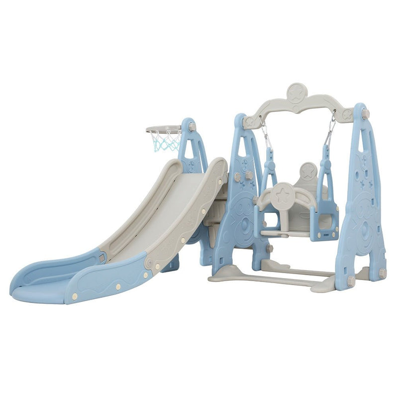 Kids Slide Swing Set Basketball Hoop Outdoor Playground Toys 170cm Blue - Baby & Kids > Toys - Rivercity House & Home Co. (ABN 18 642 972 209) - Affordable Modern Furniture Australia