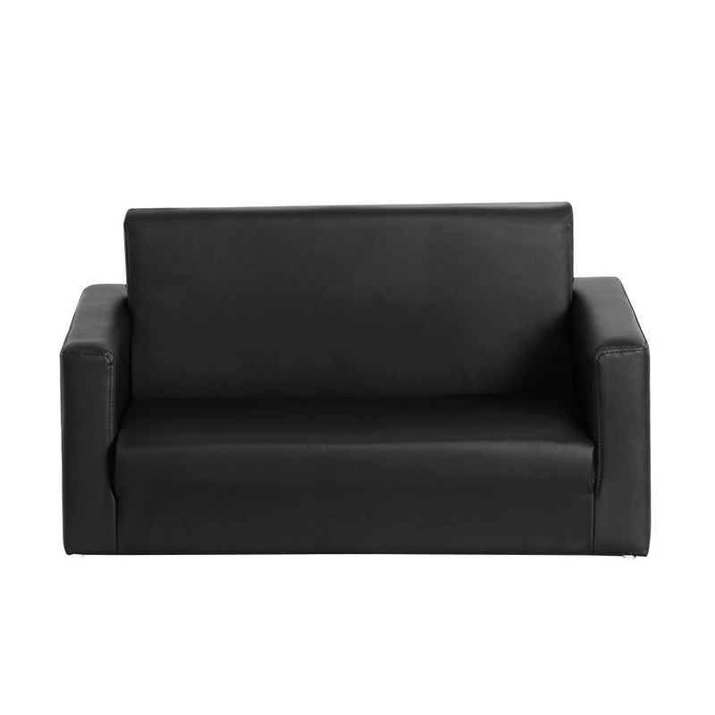 Kids Convertible Sofa 2 Seater Black PU Leather Children Couch Lounger - Baby & Kids > Kid's Furniture - Rivercity House & Home Co. (ABN 18 642 972 209) - Affordable Modern Furniture Australia