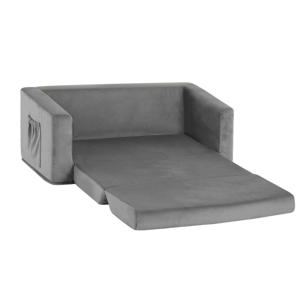 Kids Convertible Sofa 2 Seater Children Flip Open Couch Lounger Grey - Baby & Kids > Kid's Furniture - Rivercity House & Home Co. (ABN 18 642 972 209) - Affordable Modern Furniture Australia