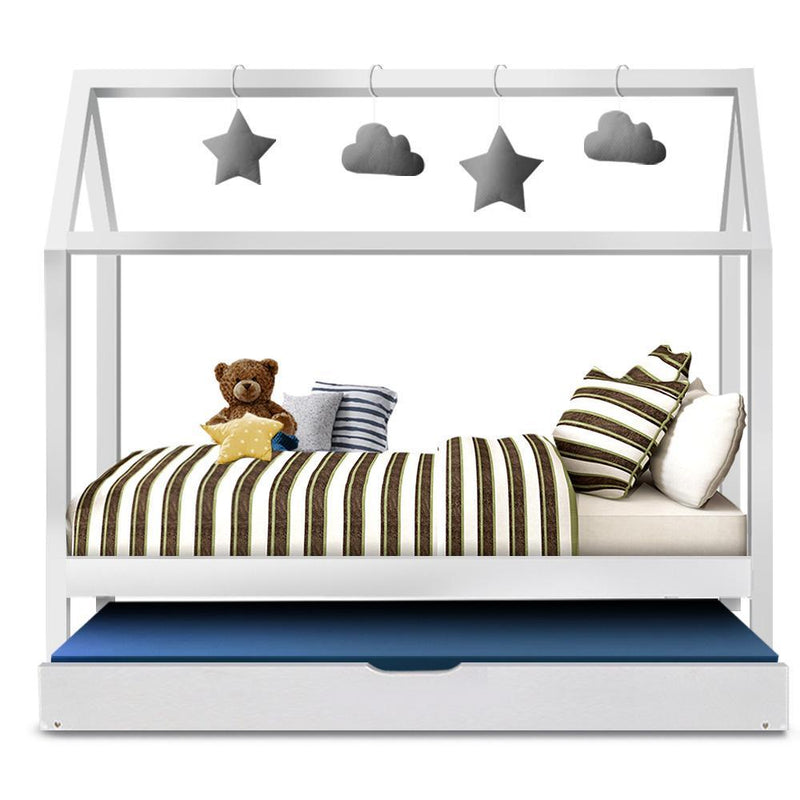 Kids Holy Wooden Single Bed Frame White - Rivercity House & Home Co. (ABN 18 642 972 209) - Affordable Modern Furniture Australia