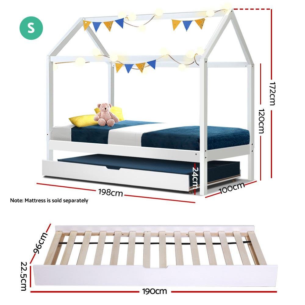 Kids Holy Wooden Single Bed Frame White - Rivercity House & Home Co. (ABN 18 642 972 209) - Affordable Modern Furniture Australia