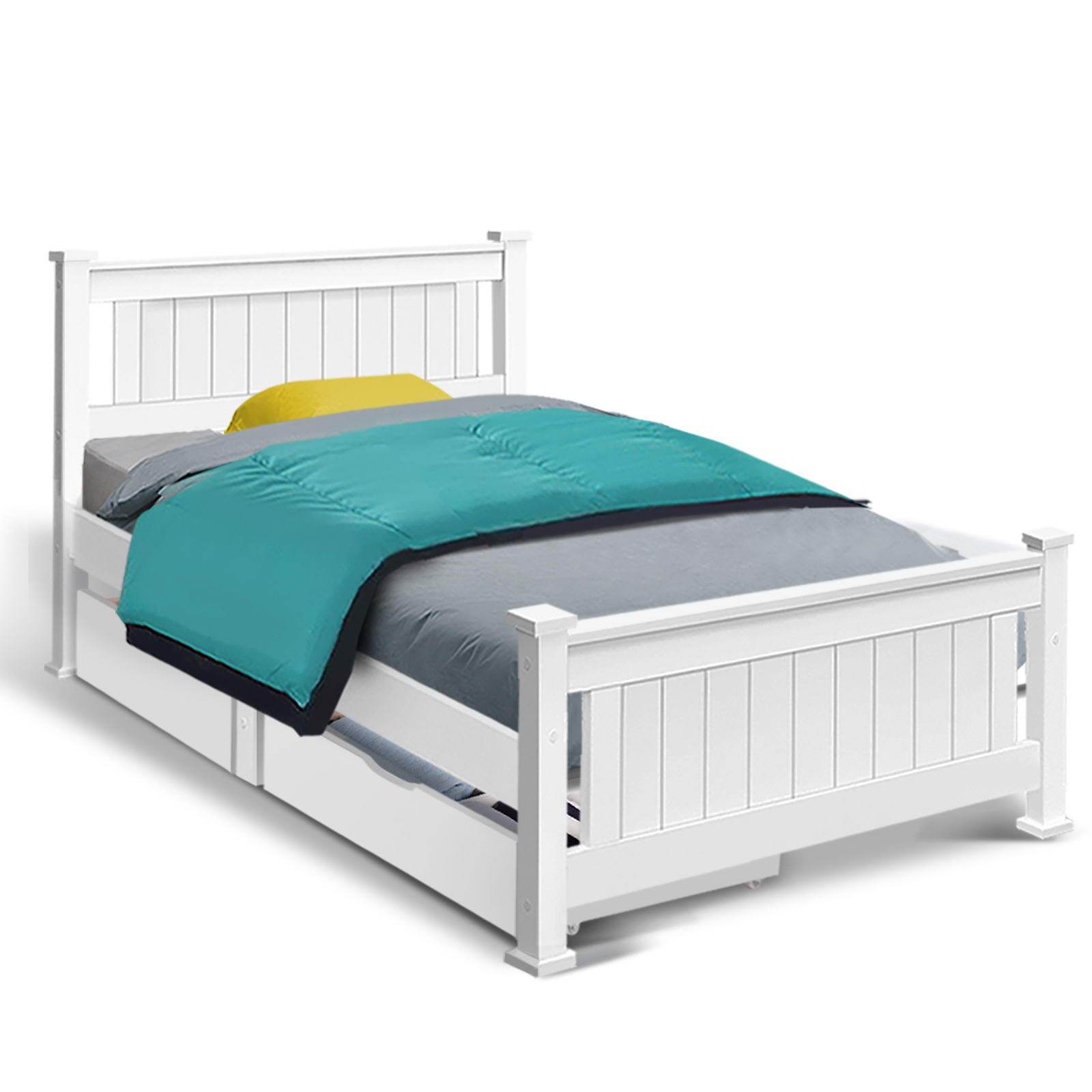 Kids Rio Single Storage Bed With Drawers White - Rivercity House & Home Co. (ABN 18 642 972 209) - Affordable Modern Furniture Australia