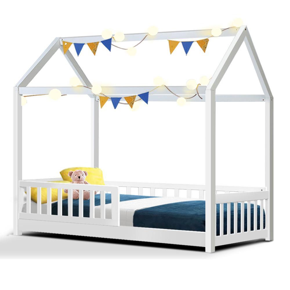 Kids Rock Wooden Single Bed Frame White - Rivercity House & Home Co. (ABN 18 642 972 209) - Affordable Modern Furniture Australia