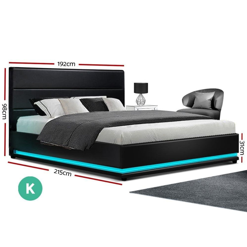 King Package | Henley LED Bed Black & Bonita Euro Top Mattress (Medium Firm) - Furniture > Bedroom - Rivercity House & Home Co. (ABN 18 642 972 209) - Affordable Modern Furniture Australia