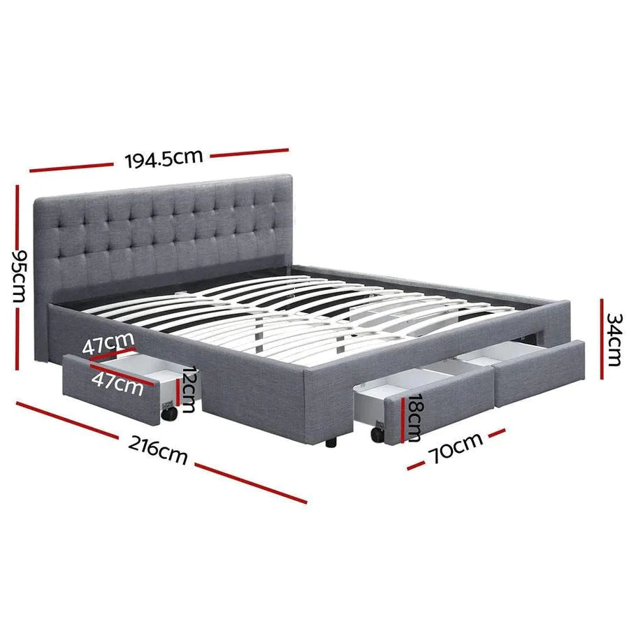 King Premium Package | Trinity Bed Grey, Algarve Euro Top Mattress (Medium Firm) & Deluxe Mattress Topper! - Rivercity House & Home Co. (ABN 18 642 972 209) - Affordable Modern Furniture Australia
