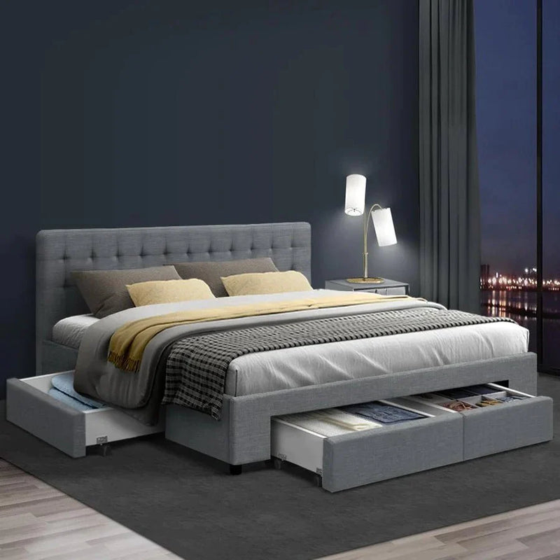 King Premium Package | Trinity Bed Grey, Algarve Euro Top Mattress (Medium Firm) & Deluxe Mattress Topper! - Rivercity House & Home Co. (ABN 18 642 972 209) - Affordable Modern Furniture Australia