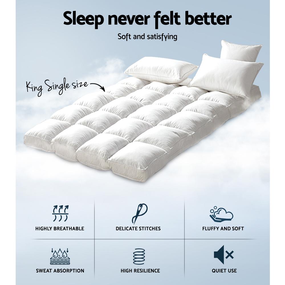 King Single Mattress Topper Bamboo Fibre Pillowtop Protector - Rivercity House & Home Co. (ABN 18 642 972 209) - Affordable Modern Furniture Australia