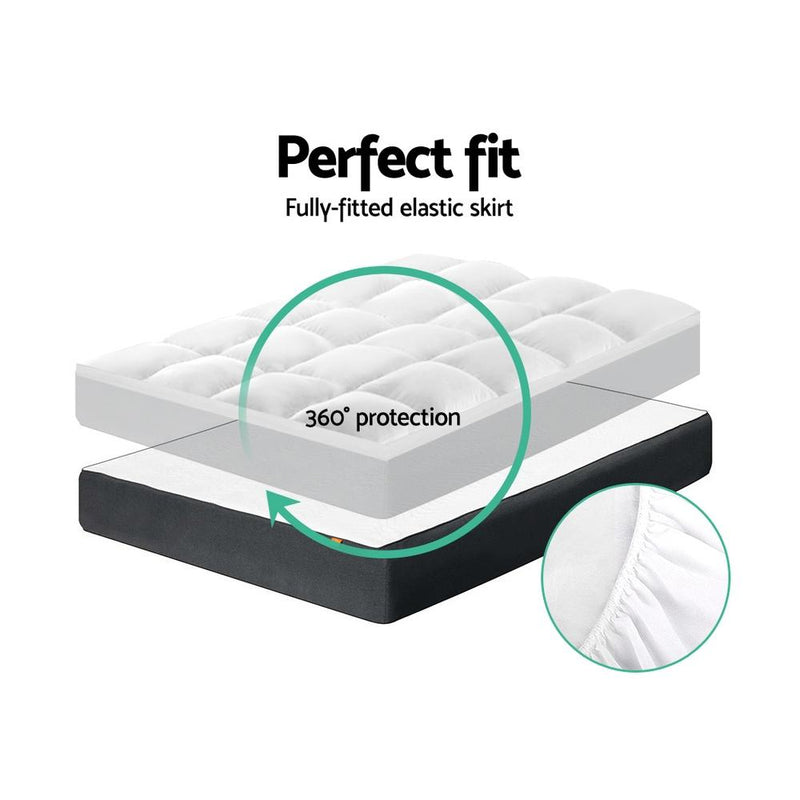 King Single Mattress Topper Pillowtop 1000GSM Microfibre Filling Protector - Rivercity House & Home Co. (ABN 18 642 972 209) - Affordable Modern Furniture Australia