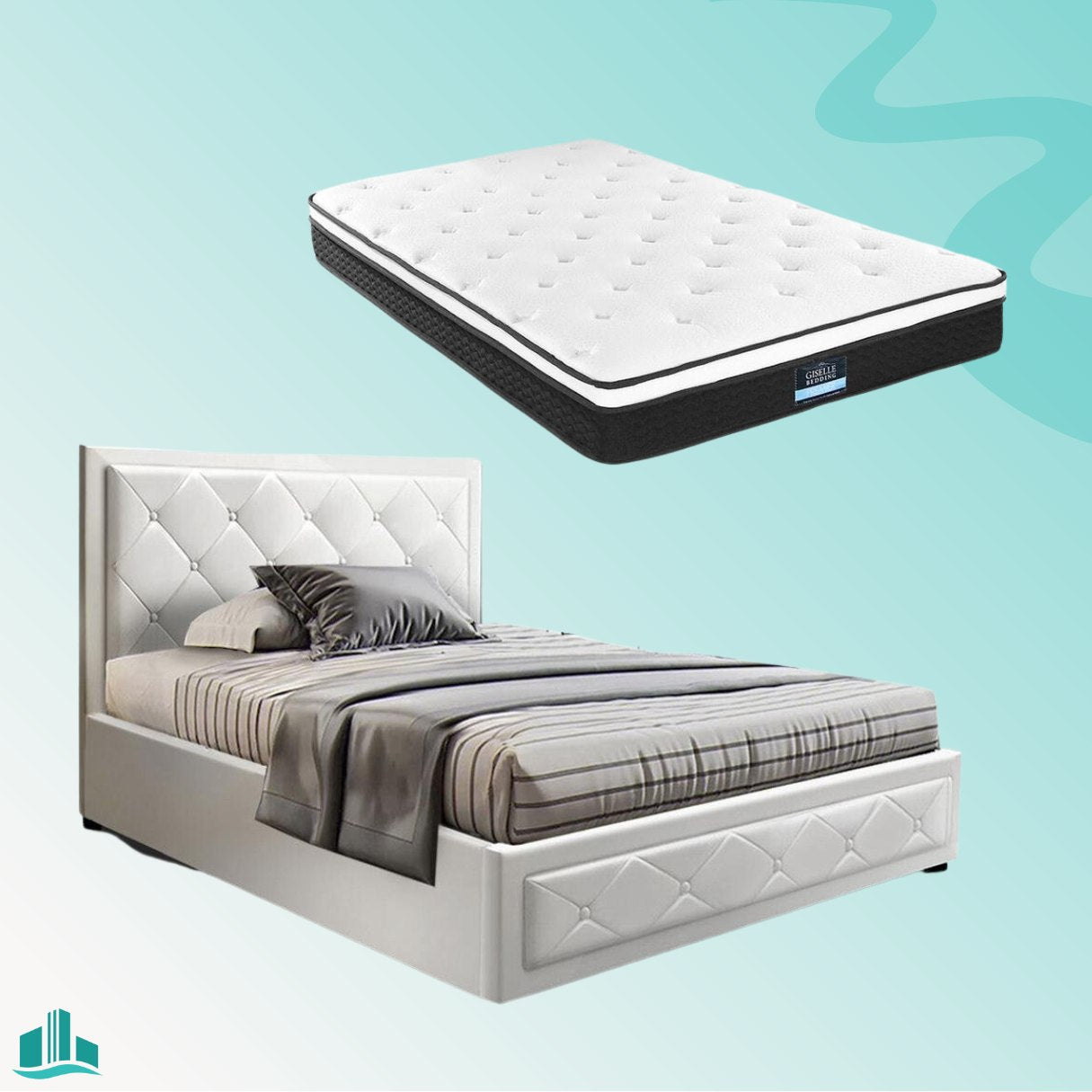King Single Package | Bronte Storage Bed Frame White & Bonita Euro Top Mattress (Medium Firm) - Rivercity House & Home Co. (ABN 18 642 972 209) - Affordable Modern Furniture Australia