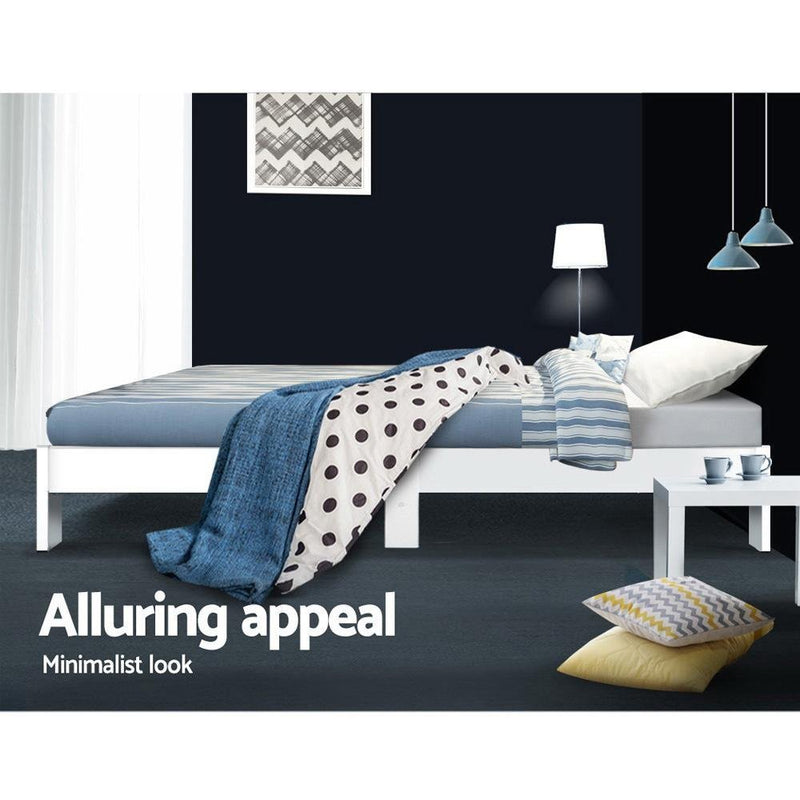 King Single Package | Fairy Wooden Bed Frame White & Bonita Euro Top Mattress (Medium Firm) - Rivercity House & Home Co. (ABN 18 642 972 209) - Affordable Modern Furniture Australia