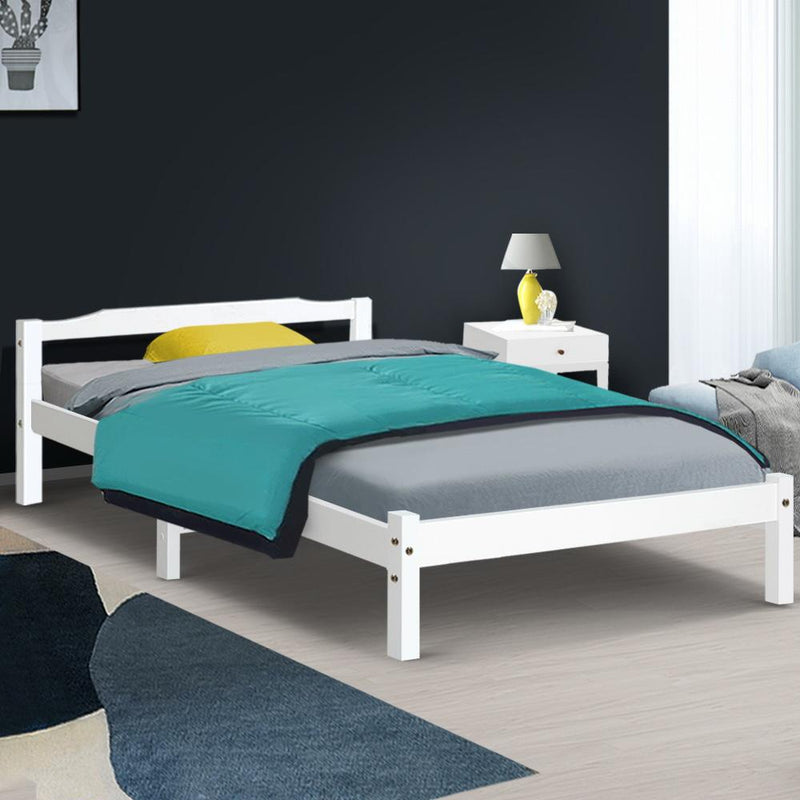 King Single Package | Gibson Wooden Bed Frame White & Bonita Euro Top Mattress (Medium Firm) - Rivercity House & Home Co. (ABN 18 642 972 209) - Affordable Modern Furniture Australia