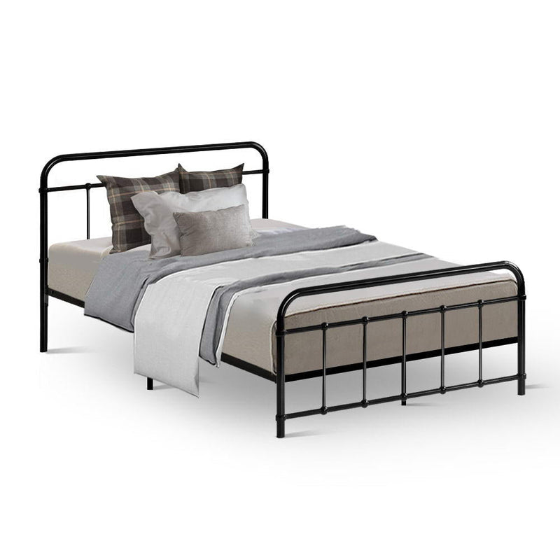 King Single Package | Leo Metal Bed Frame Black & Bonita Euro Top Mattress (Medium Firm) - Rivercity House & Home Co. (ABN 18 642 972 209) - Affordable Modern Furniture Australia