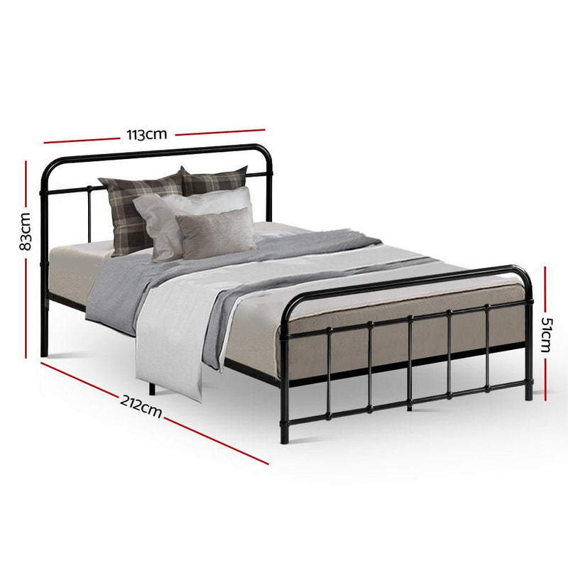 King Single Package | Leo Metal Bed Frame Black & Bonita Euro Top Mattress (Medium Firm) - Rivercity House & Home Co. (ABN 18 642 972 209) - Affordable Modern Furniture Australia