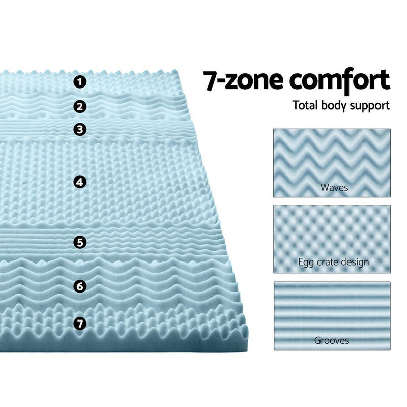 King Size | Cool Gel 7-zone Memory Foam Mattress Topper w/Bamboo Cover 5cm - Rivercity House & Home Co. (ABN 18 642 972 209) - Affordable Modern Furniture Australia