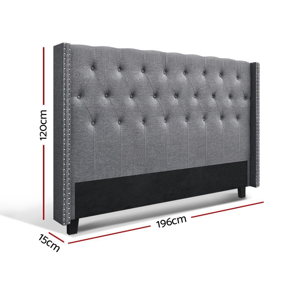 King Size | Luca Bed Headboard (Grey) - Rivercity House & Home Co. (ABN 18 642 972 209) - Affordable Modern Furniture Australia