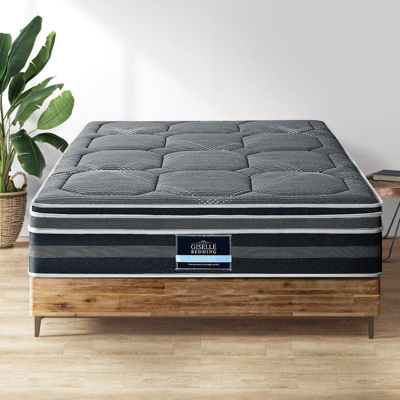 King Ultra Package | Henley LED Bed Black, 2 x LED Bedside Tables, Platinum Series Dual Euro Top Mattress, Pillowtop Mattress Topper & 4 x Pillows - Rivercity House & Home Co. (ABN 18 642 972 209) - Affordable Modern Furniture Australia