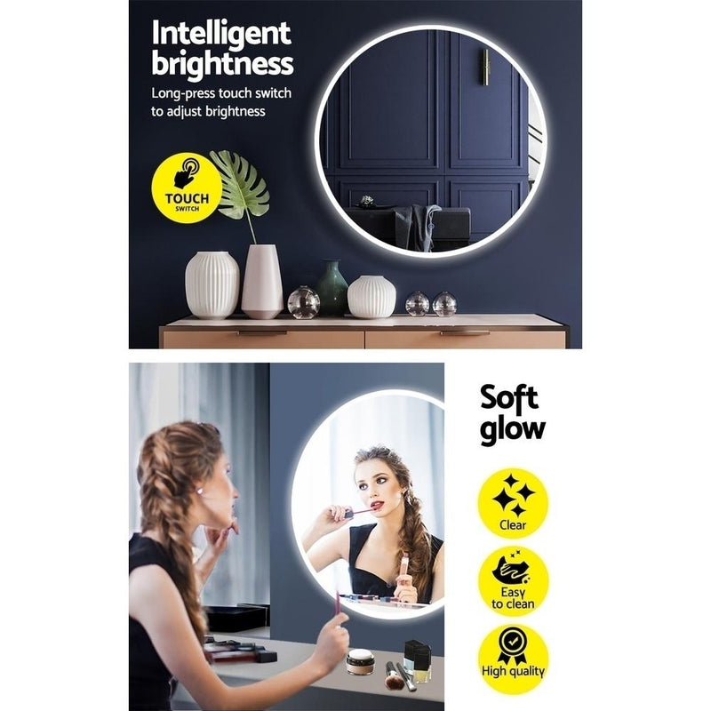 LED Wall Mirror Bathroom Mirrors With Light 90CM Decor Round Decorative - Rivercity House & Home Co. (ABN 18 642 972 209) - Affordable Modern Furniture Australia