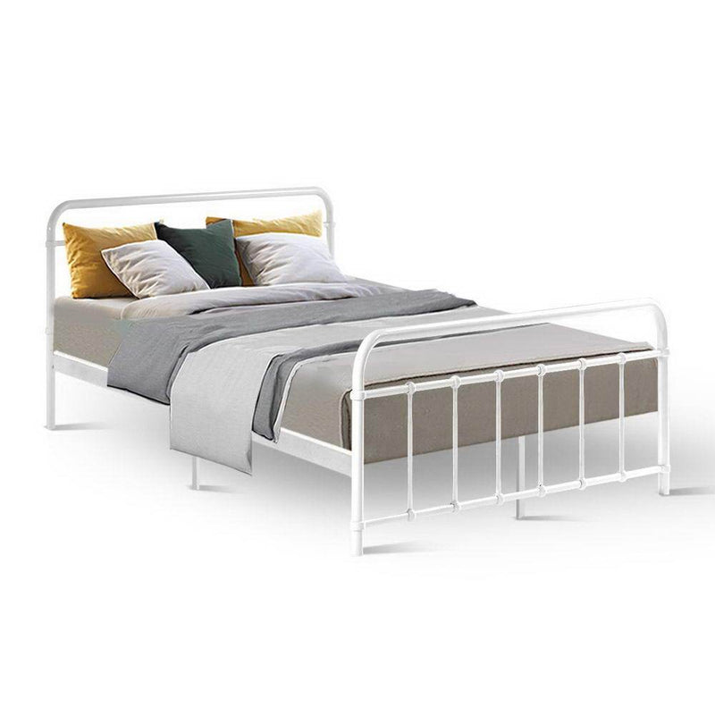 Leo Metal Double Bed Frame White - Rivercity House & Home Co. (ABN 18 642 972 209) - Affordable Modern Furniture Australia