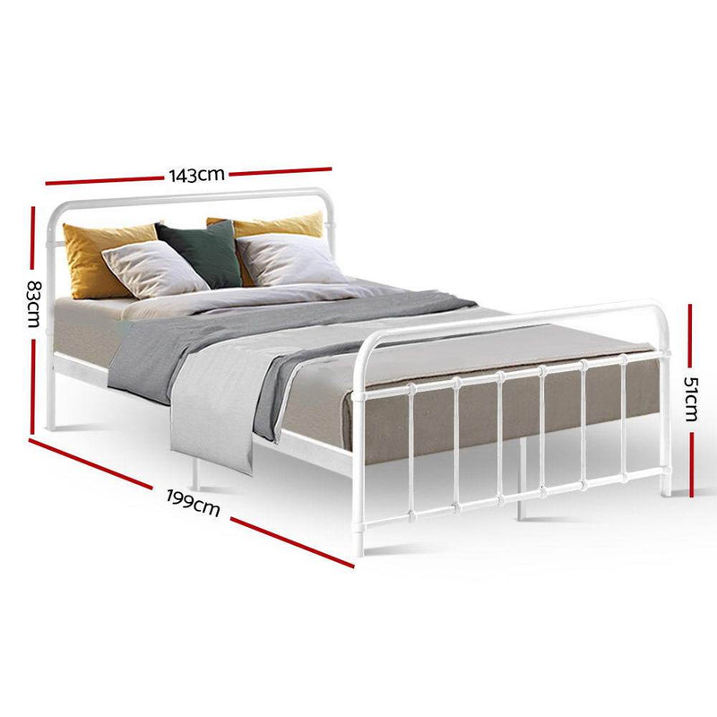 Leo Metal Double Bed Frame White - Rivercity House & Home Co. (ABN 18 642 972 209) - Affordable Modern Furniture Australia