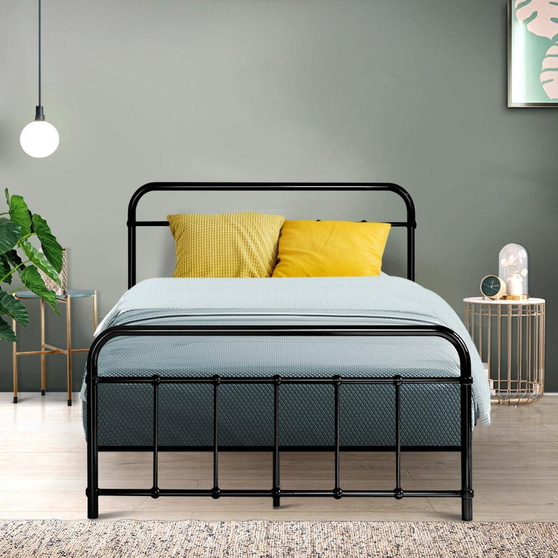 Leo Metal King Single Bed Frame Black - Rivercity House & Home Co. (ABN 18 642 972 209) - Affordable Modern Furniture Australia