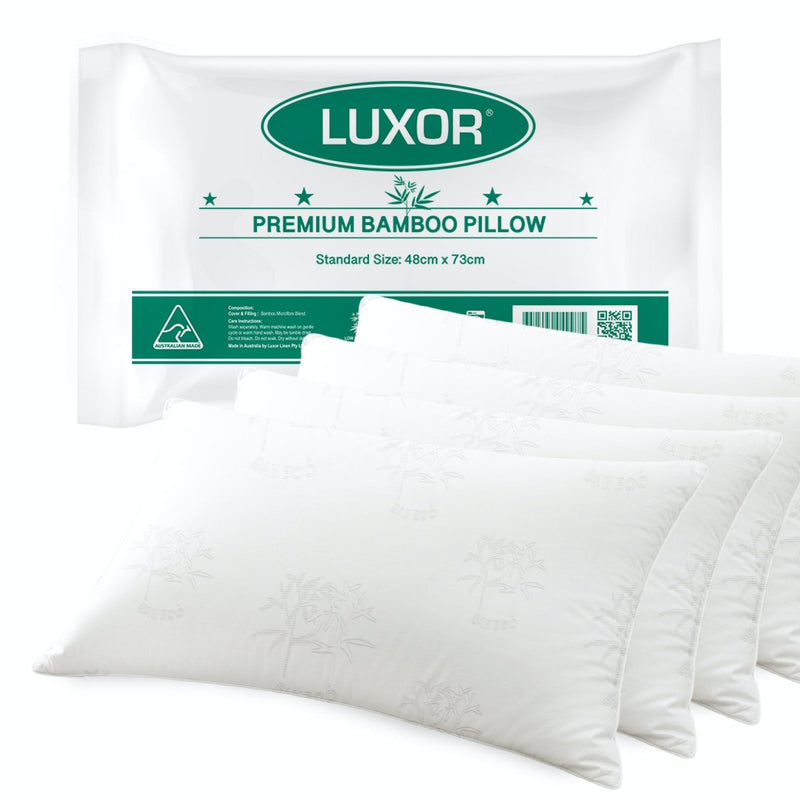Luxor Australian Made Bamboo Cooling Pillow Standard Size Four Pack - Home & Garden > Bedding - Rivercity House & Home Co. (ABN 18 642 972 209) - Affordable Modern Furniture Australia
