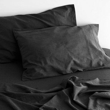 luxurious linen cotton sheet set 1 king charcoal - Home & Garden > Bedding - Rivercity House & Home Co. (ABN 18 642 972 209) - Affordable Modern Furniture Australia