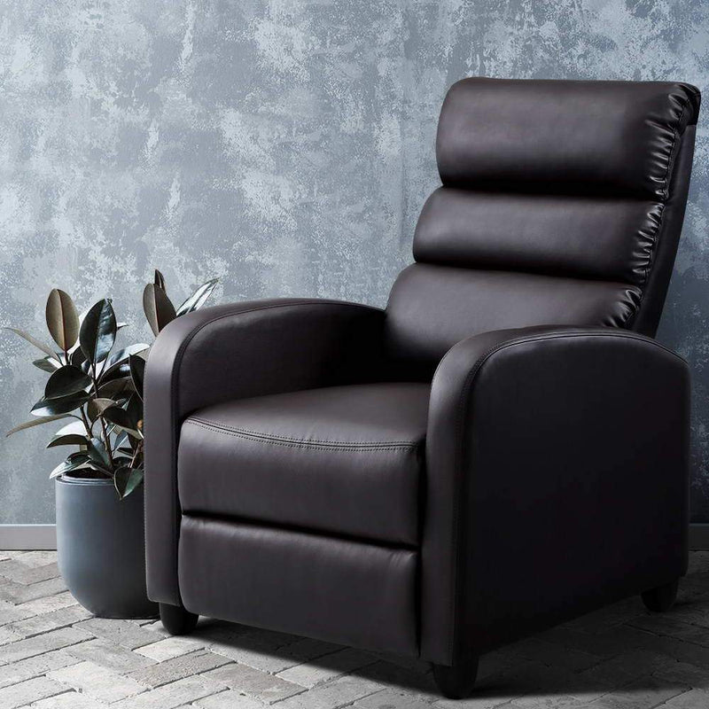 Luxury Recliner Chair Chairs Lounge Armchair Sofa Leather Cover Brown - Rivercity House & Home Co. (ABN 18 642 972 209) - Affordable Modern Furniture Australia