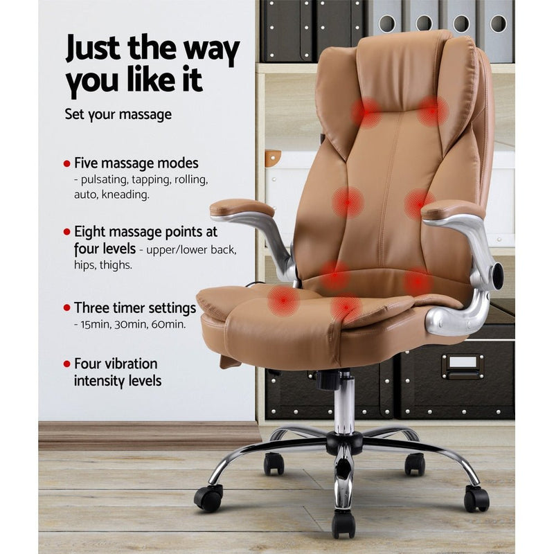 Massage Office Chair Gaming Chair Computer Desk Chair 8 Point Vibration Espresso - Furniture > Office - Rivercity House & Home Co. (ABN 18 642 972 209) - Affordable Modern Furniture Australia