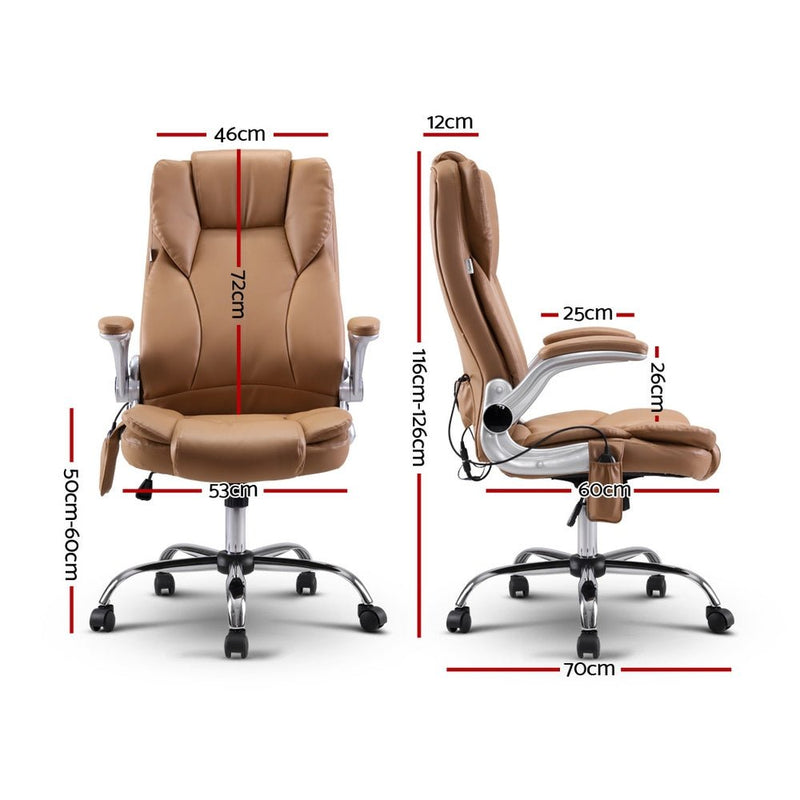 Massage Office Chair Gaming Chair Computer Desk Chair 8 Point Vibration Espresso - Furniture > Office - Rivercity House & Home Co. (ABN 18 642 972 209) - Affordable Modern Furniture Australia