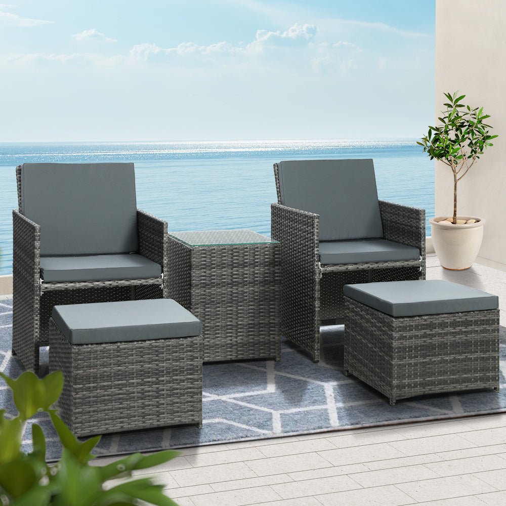 Matilda Multifunction 5 Piece Outdoor Set - Grey - Furniture > Outdoor - Rivercity House & Home Co. (ABN 18 642 972 209) - Affordable Modern Furniture Australia