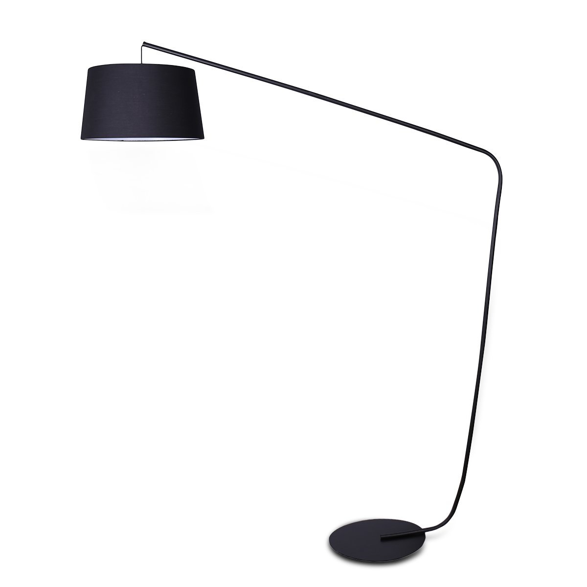 Metal Arc Floor Lamp in Black Finish with Linen Taper Shade - Home & Garden > Lighting - Rivercity House & Home Co. (ABN 18 642 972 209) - Affordable Modern Furniture Australia