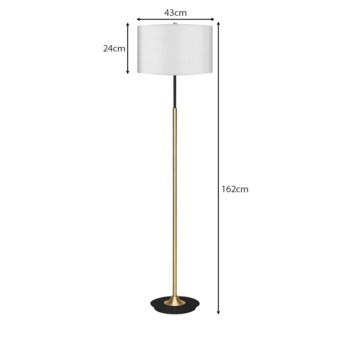 Metal Floor Lamp Brushed Brass Finish with White Shade - Home & Garden > Lighting - Rivercity House & Home Co. (ABN 18 642 972 209) - Affordable Modern Furniture Australia