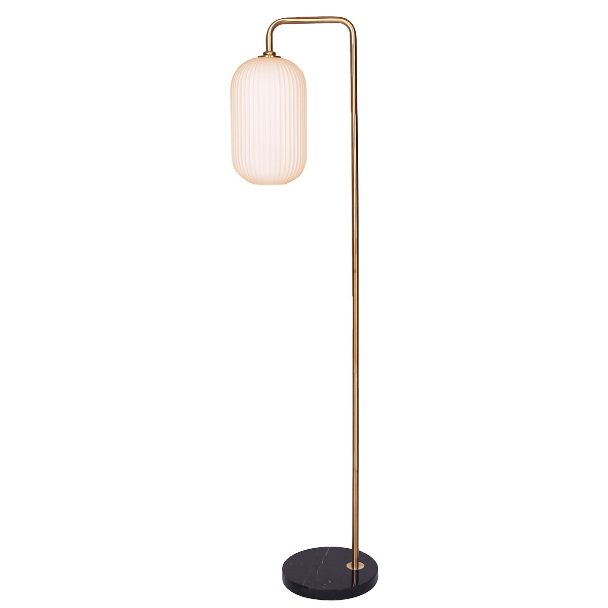 Metal Floor Lamp With Opal Glass Shade - Home & Garden > Lighting - Rivercity House & Home Co. (ABN 18 642 972 209) - Affordable Modern Furniture Australia