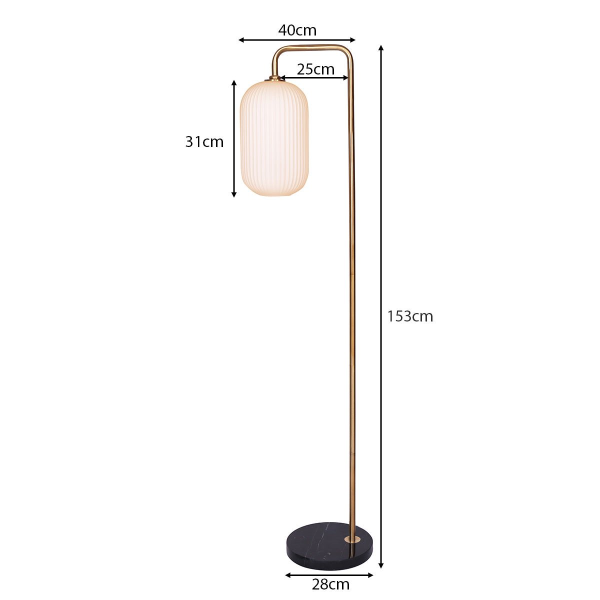 Metal Floor Lamp With Opal Glass Shade - Home & Garden > Lighting - Rivercity House & Home Co. (ABN 18 642 972 209) - Affordable Modern Furniture Australia