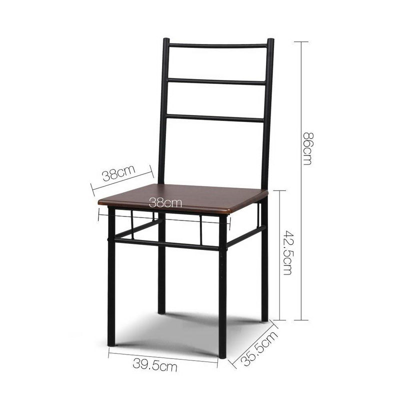 Metal Table and Chairs - Walnut & Black - Rivercity House & Home Co. (ABN 18 642 972 209) - Affordable Modern Furniture Australia
