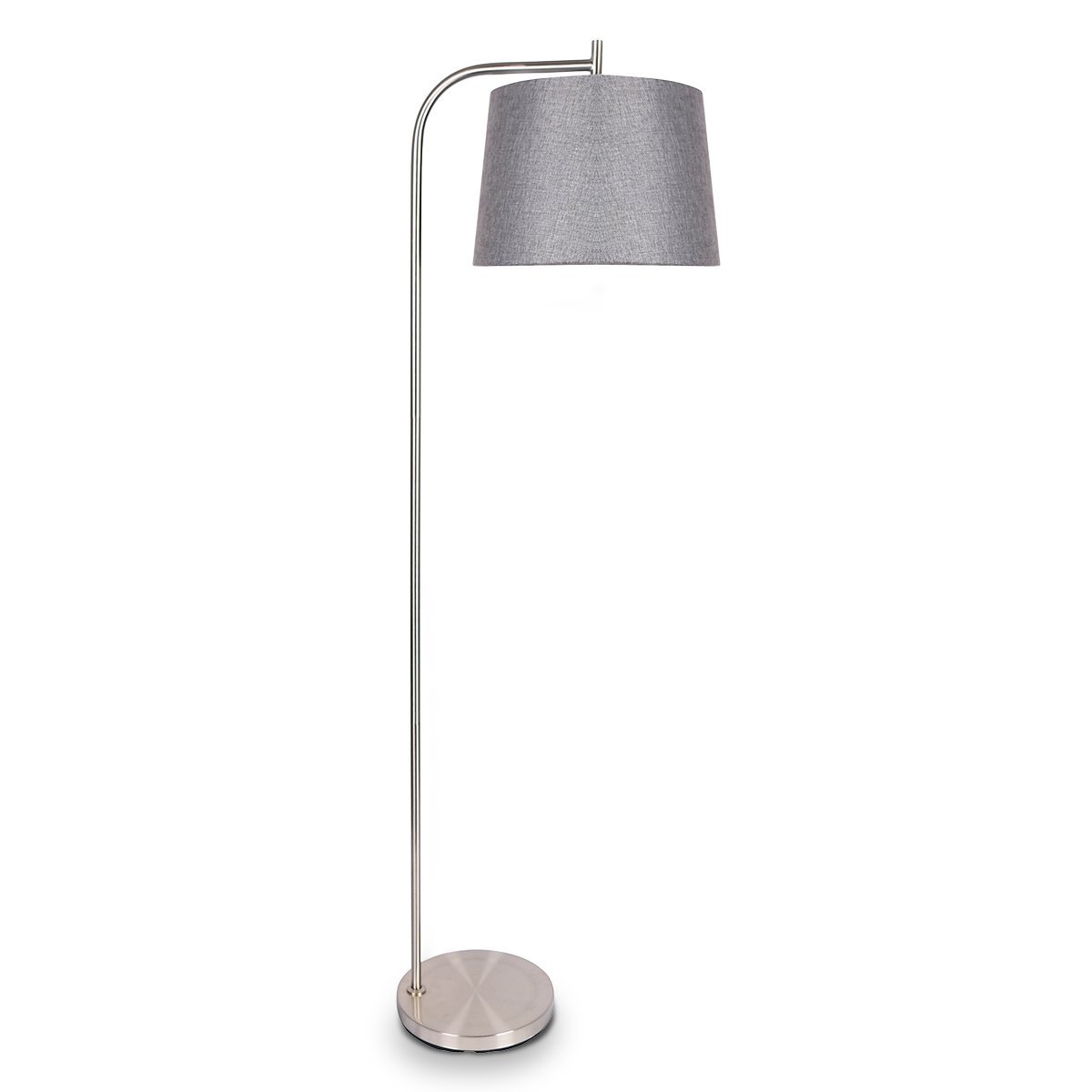 Metal Task Floor Lamp Nickel Finish with Grey Fabric Shade - Home & Garden > Lighting - Rivercity House & Home Co. (ABN 18 642 972 209) - Affordable Modern Furniture Australia