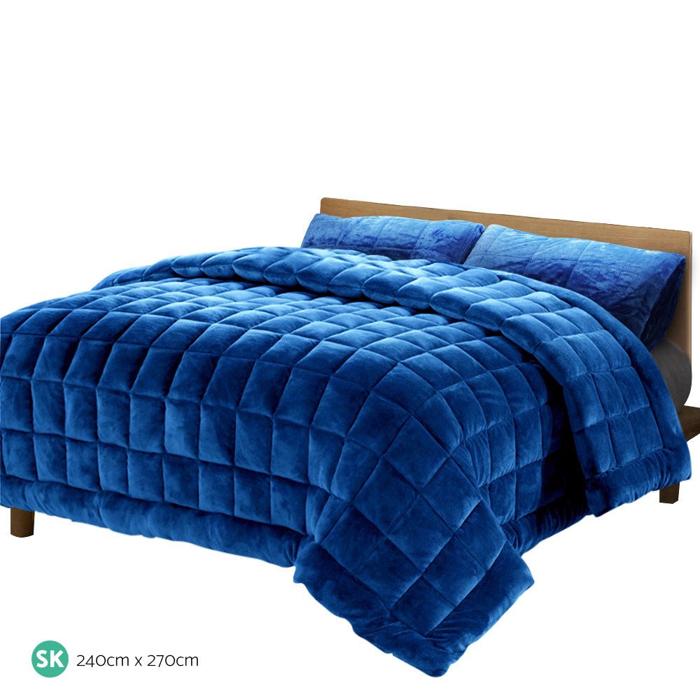 Mink Quilt Comforter Super King Size Navy - Rivercity House & Home Co. (ABN 18 642 972 209) - Affordable Modern Furniture Australia