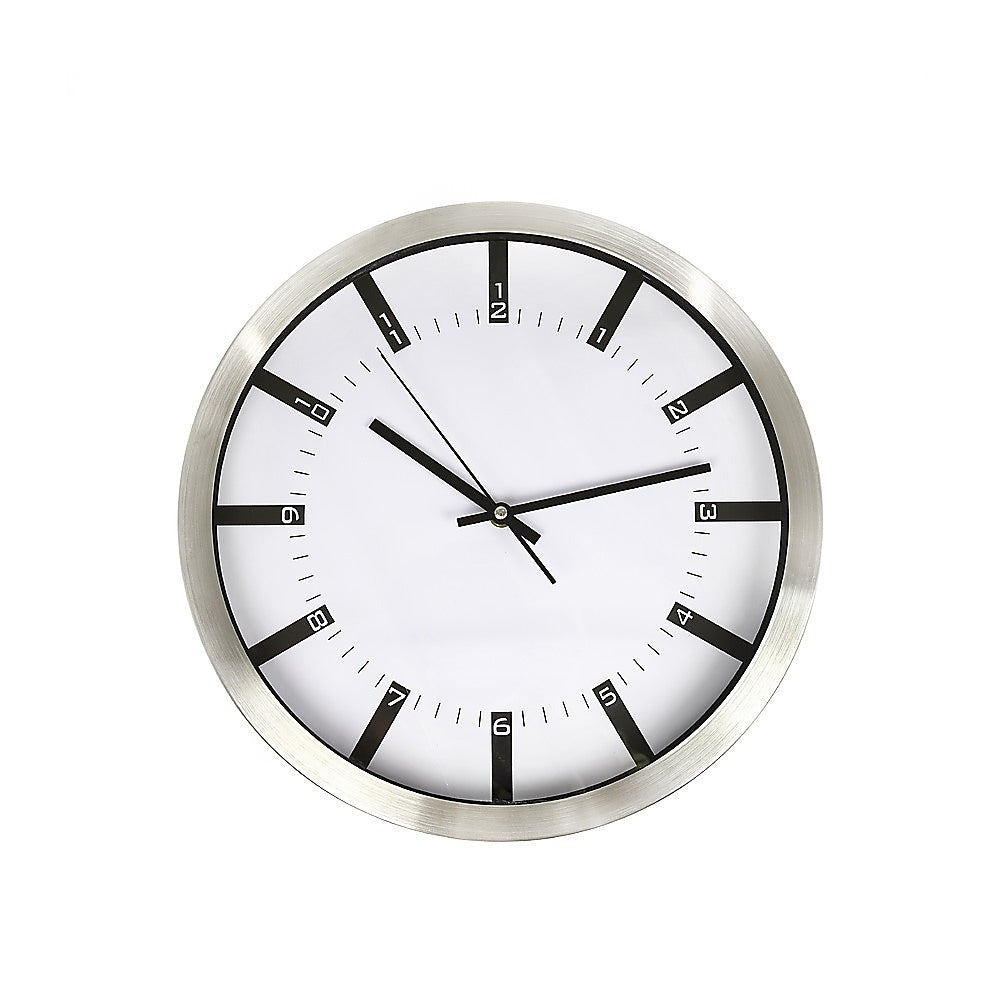 Modern Wall Clock Silent Non-Ticking Quartz Battery Operated Stainless Steel - Home & Garden > Decor - Rivercity House & Home Co. (ABN 18 642 972 209) - Affordable Modern Furniture Australia