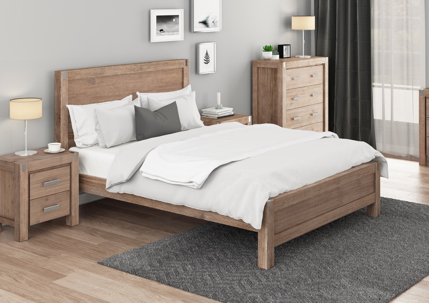 Nowra Wooden Queen Bed Frame natural - Rivercity House & Home Co. (ABN 18 642 972 209) - Affordable Modern Furniture Australia