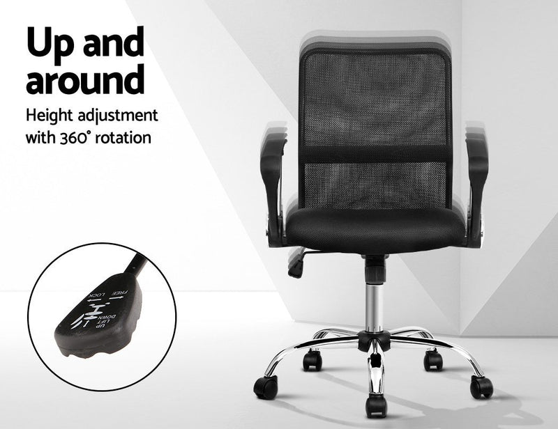 Office Chair Gaming Chair Computer Mesh Chairs Executive Mid Back Black - Rivercity House & Home Co. (ABN 18 642 972 209) - Affordable Modern Furniture Australia