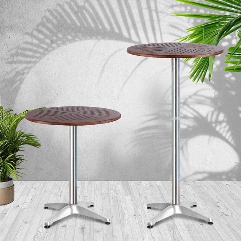 Outdoor Bar Table Furniture Wooden Cafe Table Aluminium Adjustable Round - Rivercity House & Home Co. (ABN 18 642 972 209) - Affordable Modern Furniture Australia