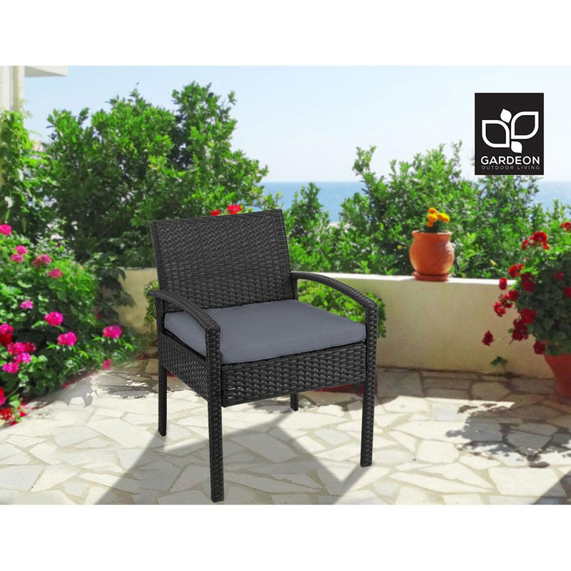 Outdoor Furniture Bistro Wicker Chair (Black) - Furniture - Rivercity House & Home Co. (ABN 18 642 972 209) - Affordable Modern Furniture Australia