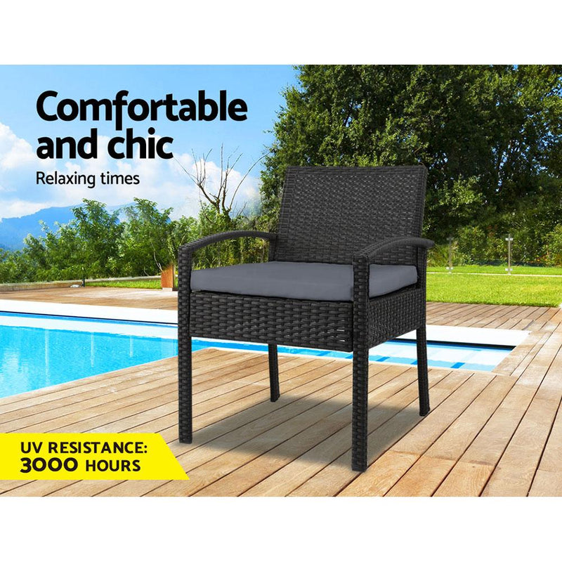 Outdoor Furniture Bistro Wicker Chair (Black) - Furniture - Rivercity House & Home Co. (ABN 18 642 972 209) - Affordable Modern Furniture Australia