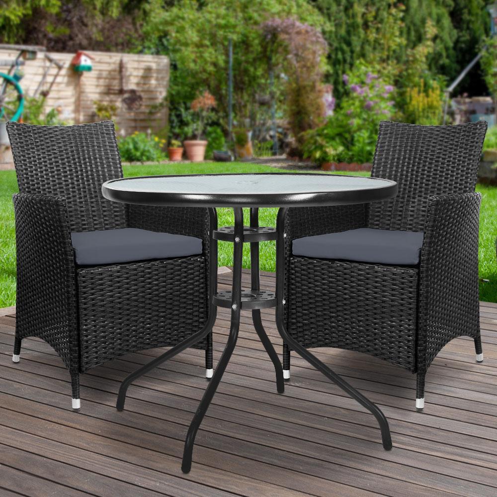 Outdoor Furniture Dining Chair Table Bistro Set Wicker - Rivercity House & Home Co. (ABN 18 642 972 209) - Affordable Modern Furniture Australia