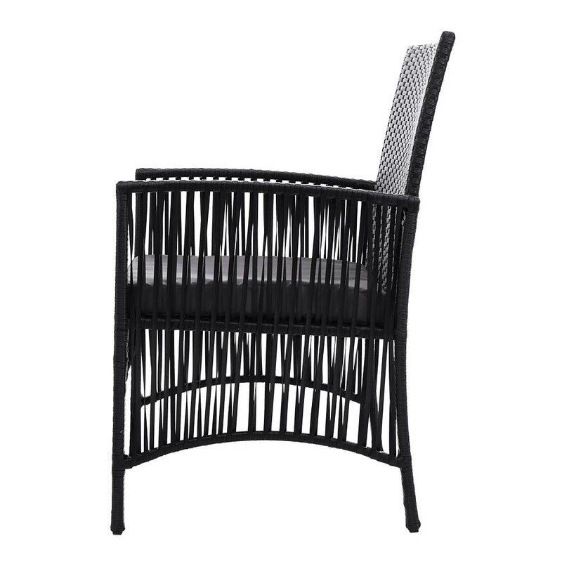 Outdoor Furniture Set of 2 Dining Chairs Wicker- Black - Rivercity House & Home Co. (ABN 18 642 972 209) - Affordable Modern Furniture Australia